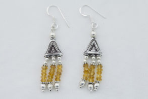 BOUCLE D OREILLES CITRINE ARGENT