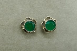 CLOUS D’OREILLES ARGENT onyx vert