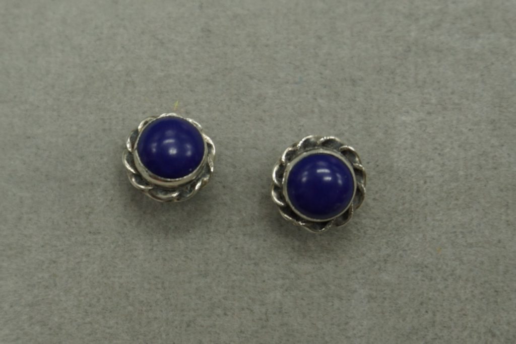 Clou d'oreille pierre violette améthyste - Mosaik bijoux indiens