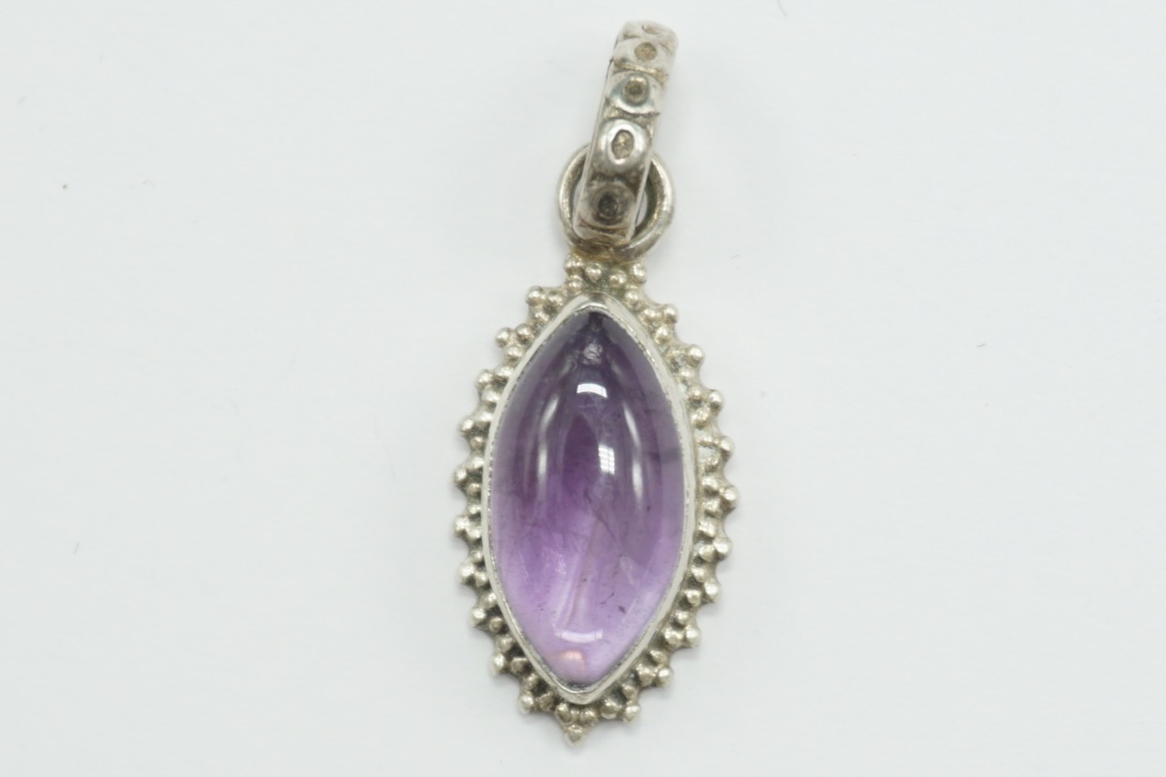 Pendentif pierre de lune arc en ciel (péristérite) Inde AA argent 925