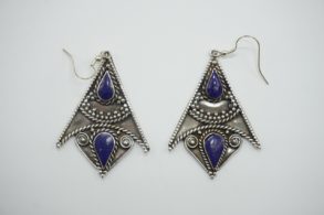 BOUCLES D’oreilles argentées lapis-lazuli
