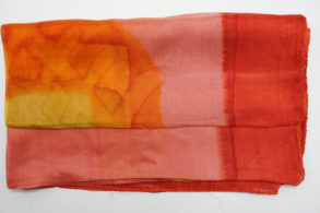 foulard 100% soie motifs nuances de couleur rouge orange