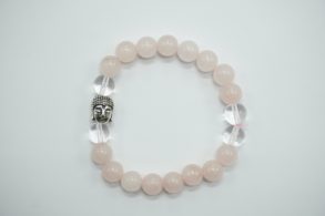 BRACELET quartz rose cristal et bouddha