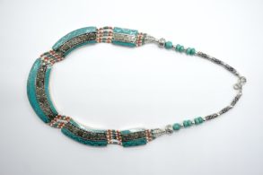 magnifique Collier Tibetain Turquoise et Corail