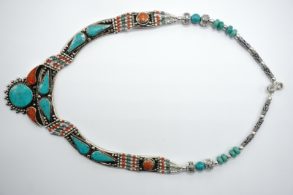 Collier Tibetain Turquoise et Corail