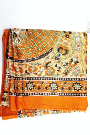foulard 100% coton orange et motifs