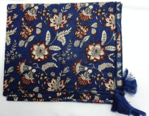 Foulard bleu -marine à fleurs en coton