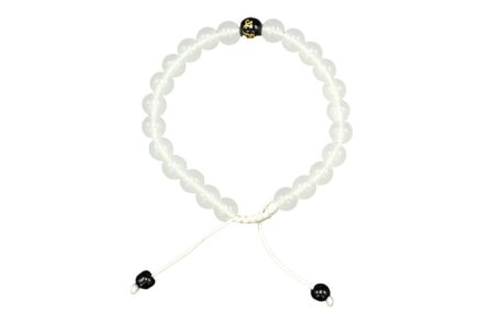 Bracelet perles pierre de lune et une pierre Shamballa mantra