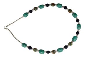 Collier Tibetain en Turquoise et lapis-lazuli avec des perles taillées
