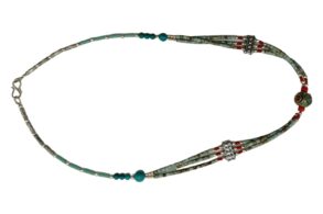 Collier Tibetain en  Turquoise  et  corail