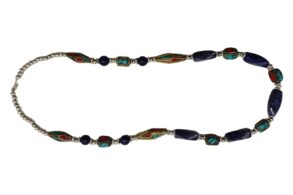 Collier Tibetain en Turquoise et lapis-lazuli avec des perles taillées