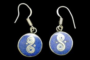 Boucles d’oreille tibétaines rondes  lapis-lazuli
