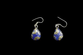Boucles d’oreille tibétaines  lapis-lazuli