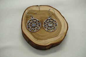 BOUCLES D’OREILLES rondes en argent filigrane et pierre de lune