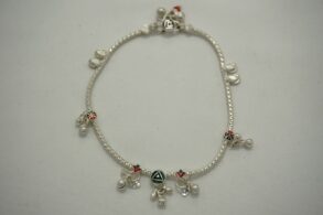 CHAINE DE CHEVILLES ARGENT pampilles perles de couleur