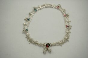 CHAINE DE CHEVILLES ARGENT pampilles perles de couleur