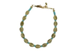 Bracelet doré avec perles turquoise