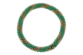 bracelet fantaisie perles vertes et dorées