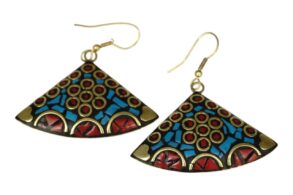 Boucles d’oreille tibétaines en laiton colorées