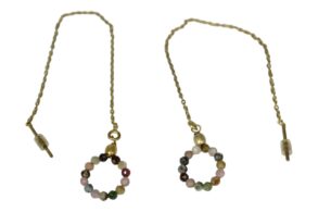 Boucles d’oreilles dorées pierres taillées en tourmaline.