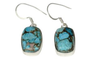 Magnifique boucles d&rsquo;oreilles en argent  et une pierre TURQUOISE