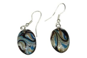 Boucles ovale pâte de verre style Murano