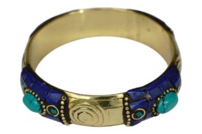 jonc indien épais accompagné de résine turquoise et verte