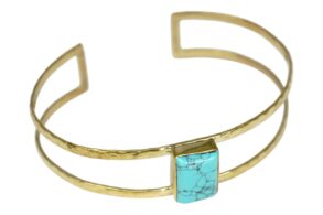 Jonc double pierre turquoise rectangle