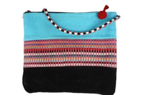 Grande Pochette en tissus couleur bleu /noir