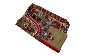 Foulard en 100% soie des motifs couleur rouge/ rose/ocre