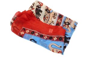 Foulard en 100% soie rouge avec des motifs Elephant