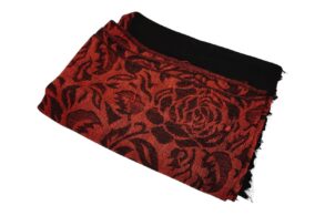 Pashmina SOIE/CACHEMIRE rouge/noir avec motifs