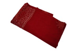 pashmina cachemire/coton rouge avec motifs jaunes