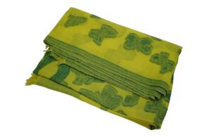 pashmina cachemire/coton jaune avec papillons verts