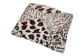 pashmina blanc 100 CACHEMIRE AVEC MOTIFS ROUGES