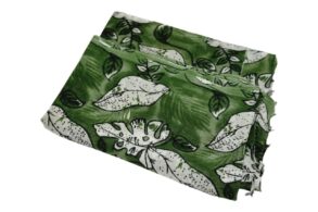 Pashmina coton/cachemire vert foncé/blanc avec des motifs