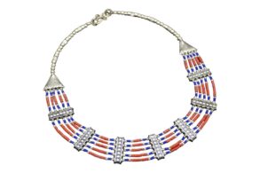 Collier Tibetain en Lapis-lazuli et corail