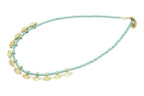 Collier fin perles colorées & pampilles dorées