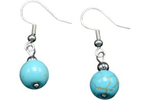 Boucles d’oreille tibétaines avec pierre turquoise