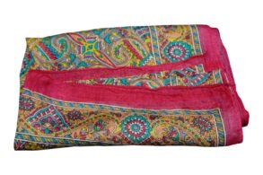 Foulard en 100% soie à motifs couleur rose/jaune/vert