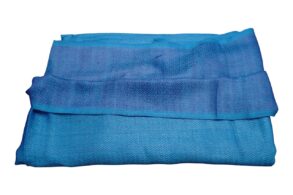 PASHMINA bleu uni en cachemire et soie reversible