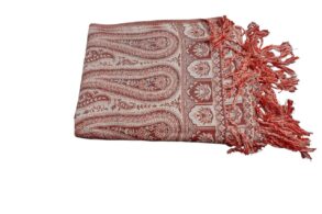 Pashmina 100% CACHEMIRE violet/blanc avec des motifs