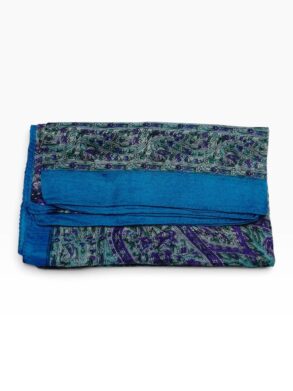 Foulard en 100% soie bleue turquoise à motifs