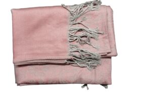 Pashmina SOIE/CACHEMIRE rose/gris avec des motifs