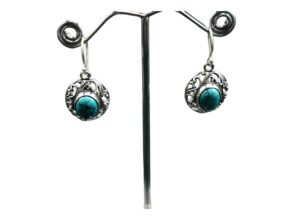BOUCLES D’oreilles ARGENT AVEC PIERRE EN TURQUOISE