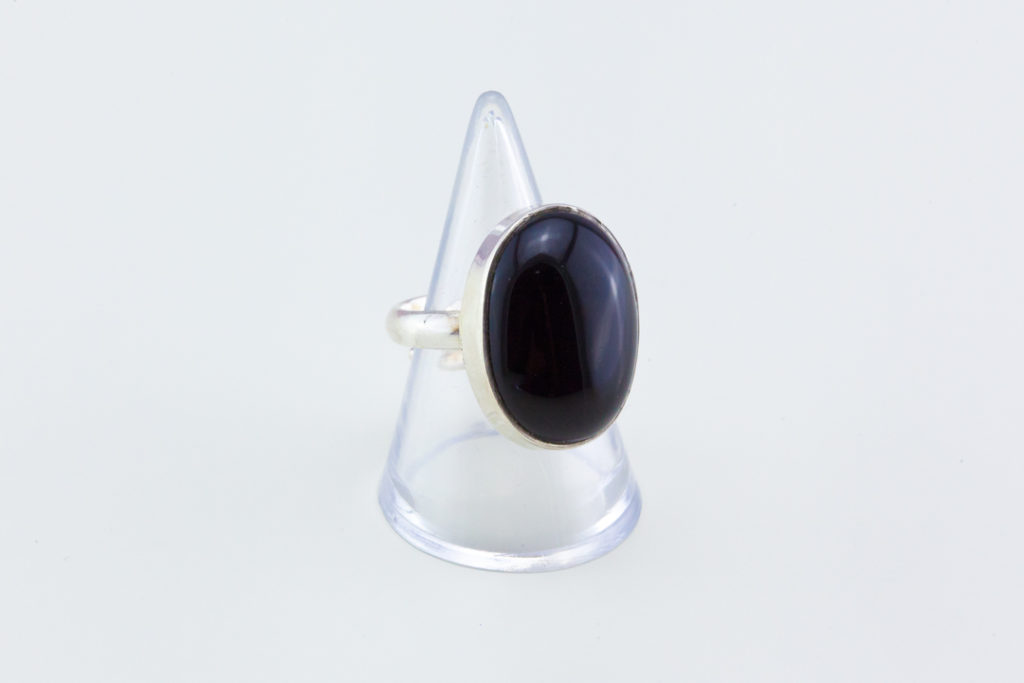 Bague dorée pierre noire - Mosaik bijoux indiens - a83
