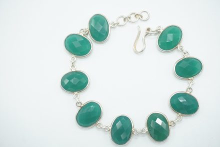 bracelet arfent pierre onyx vert