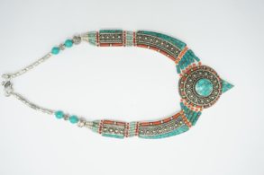 Collier Tibetain Turquoise et Corail